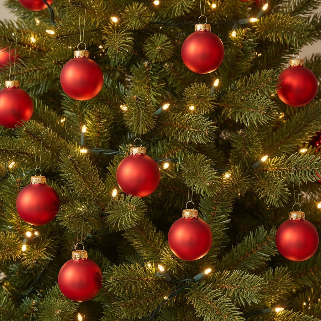 12 Pack Small Glass Red Hanging Baubles