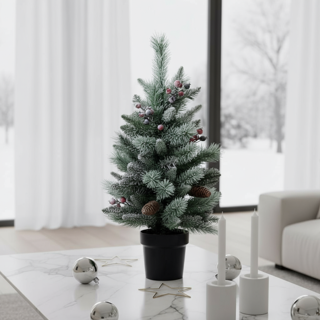 2.5ft Snowy Berry Pinecone Potted Tree