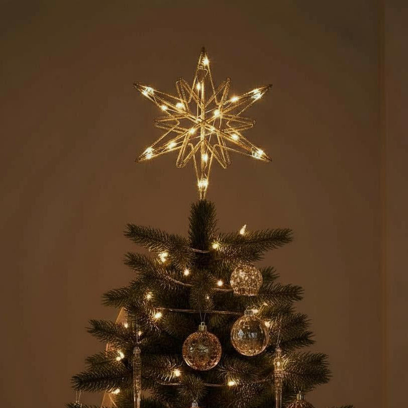 Grand Light Up 3D Gold Star Tree Topper