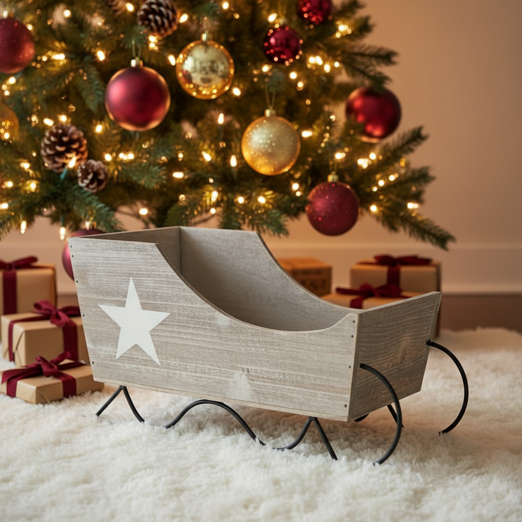 Standing Wooden Sleigh Decoration