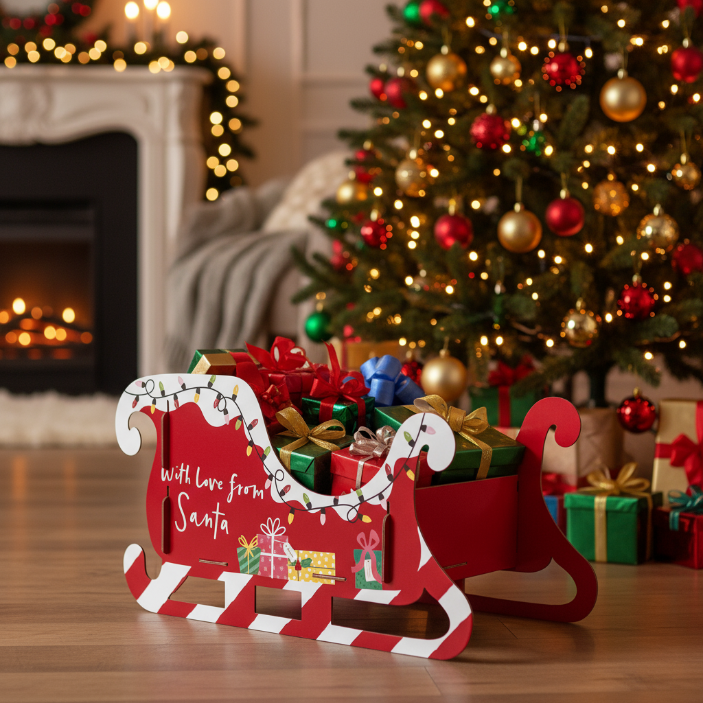 Santa's Festive Gift Sleigh Decoration