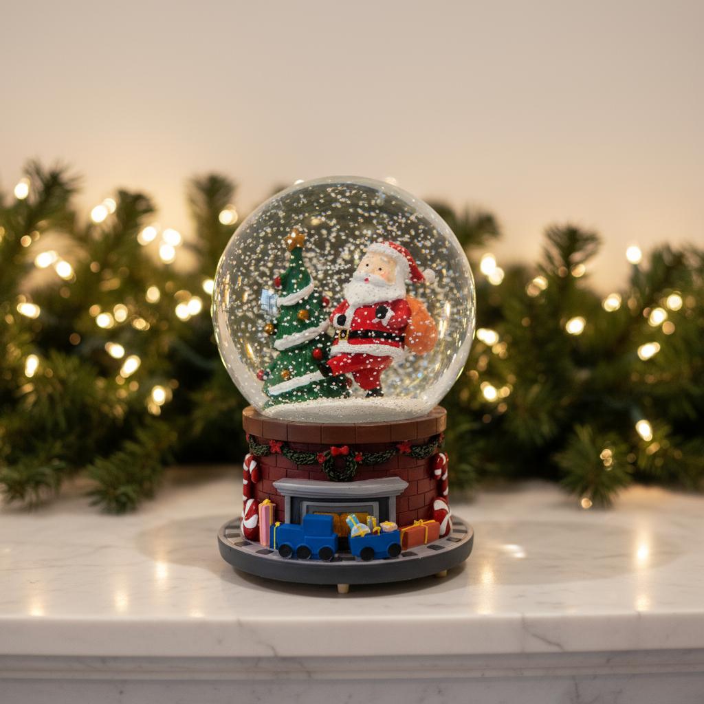 Musical Santa Claus Candy Theme Snowglobe