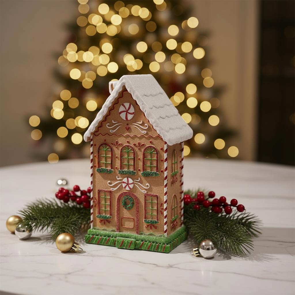 Gingerbread Candy Cane House Ornament