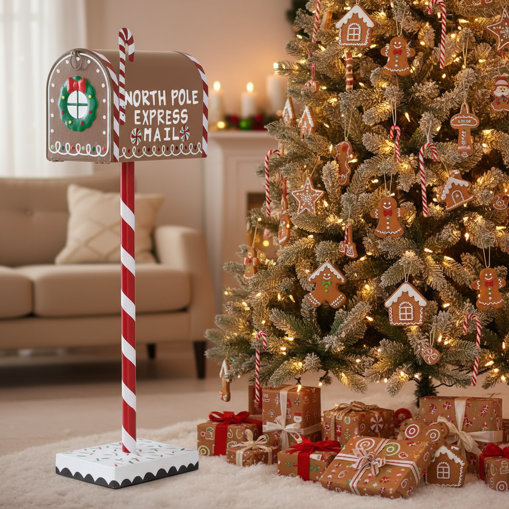 Gingerbread North Pole Mail Postbox