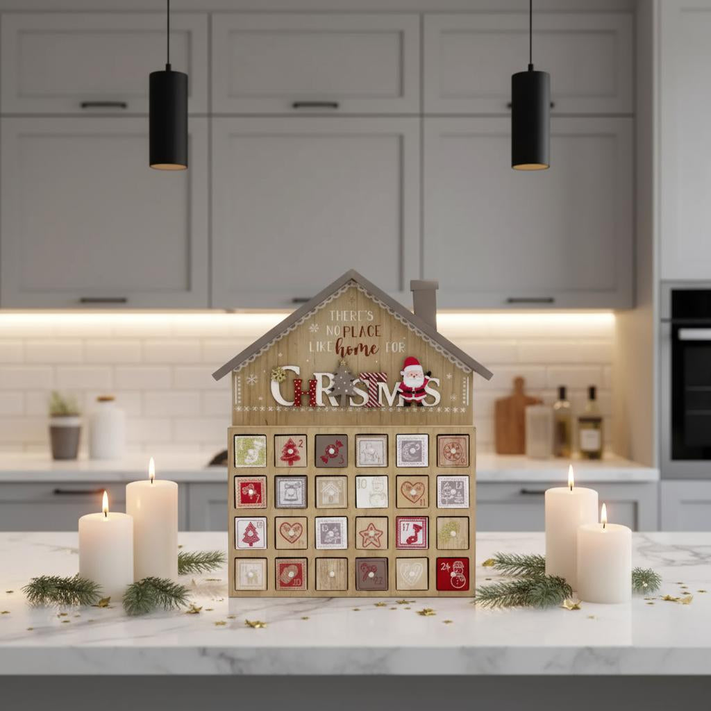 Wooden Christmas House Advent Calendar