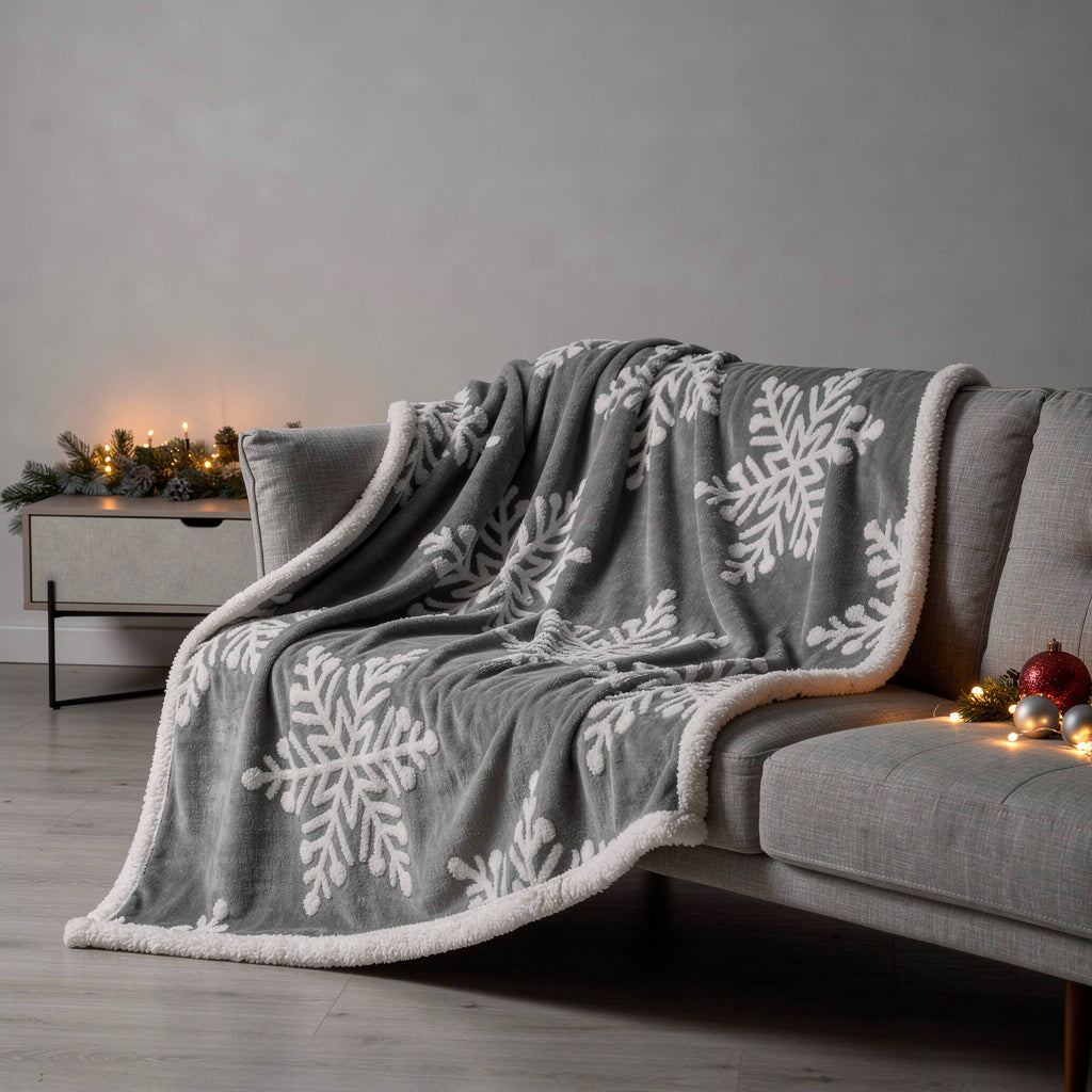 Luxurious Soft Snowflake Winter Throw