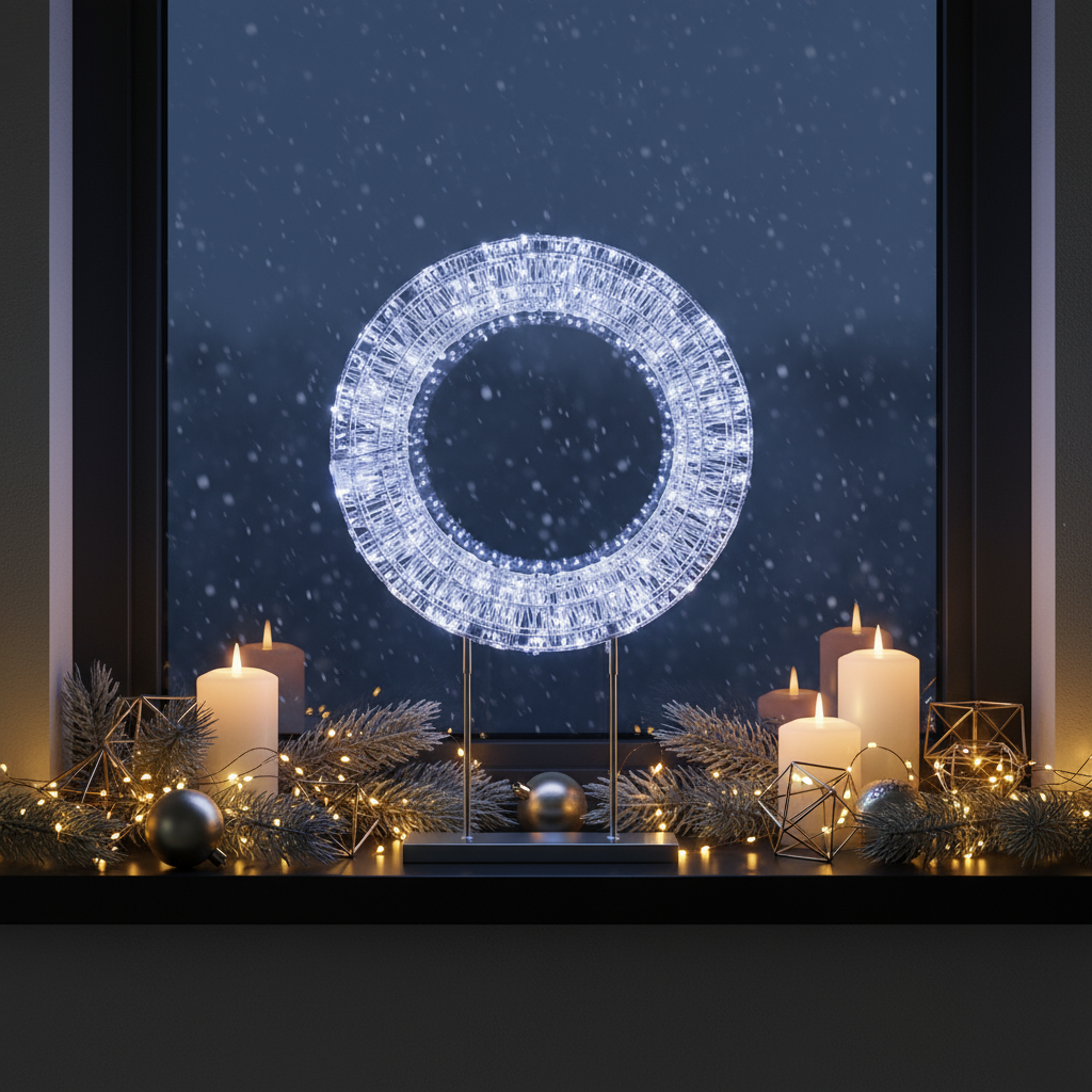 Light Up Silver Wire Wreath Decoration