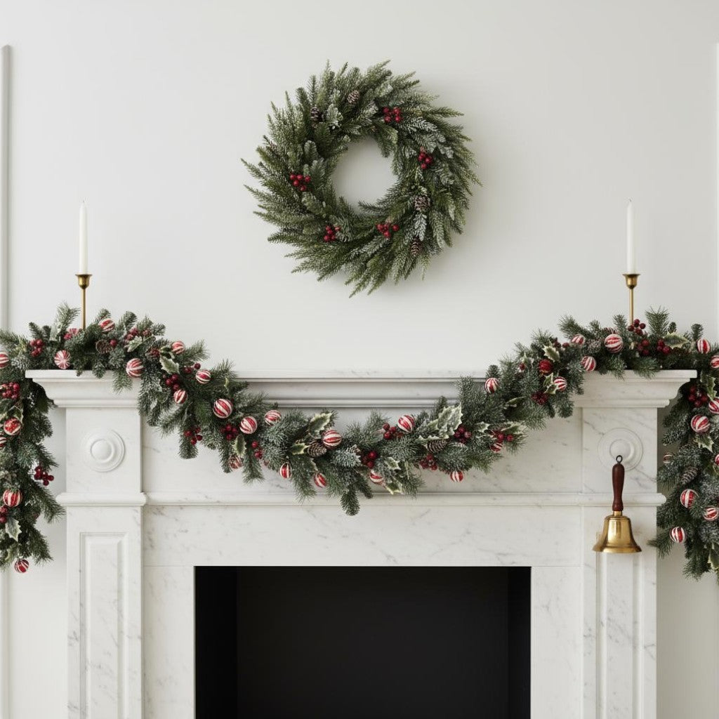 6ft Frosted Berry Candy Swirl Garland