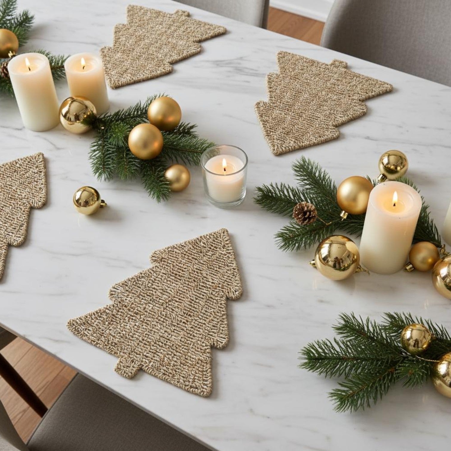 Set Of 4 Christmas Tree Seagrass Placemats