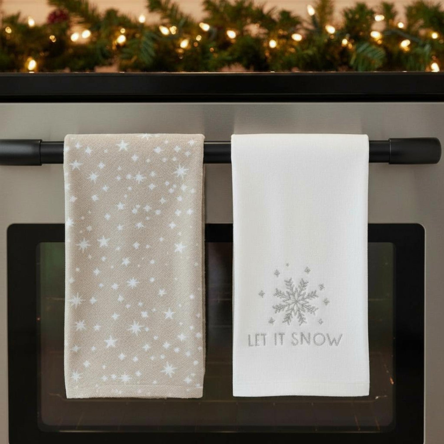Set Of 2 Christmas Snowflake Tea Towels