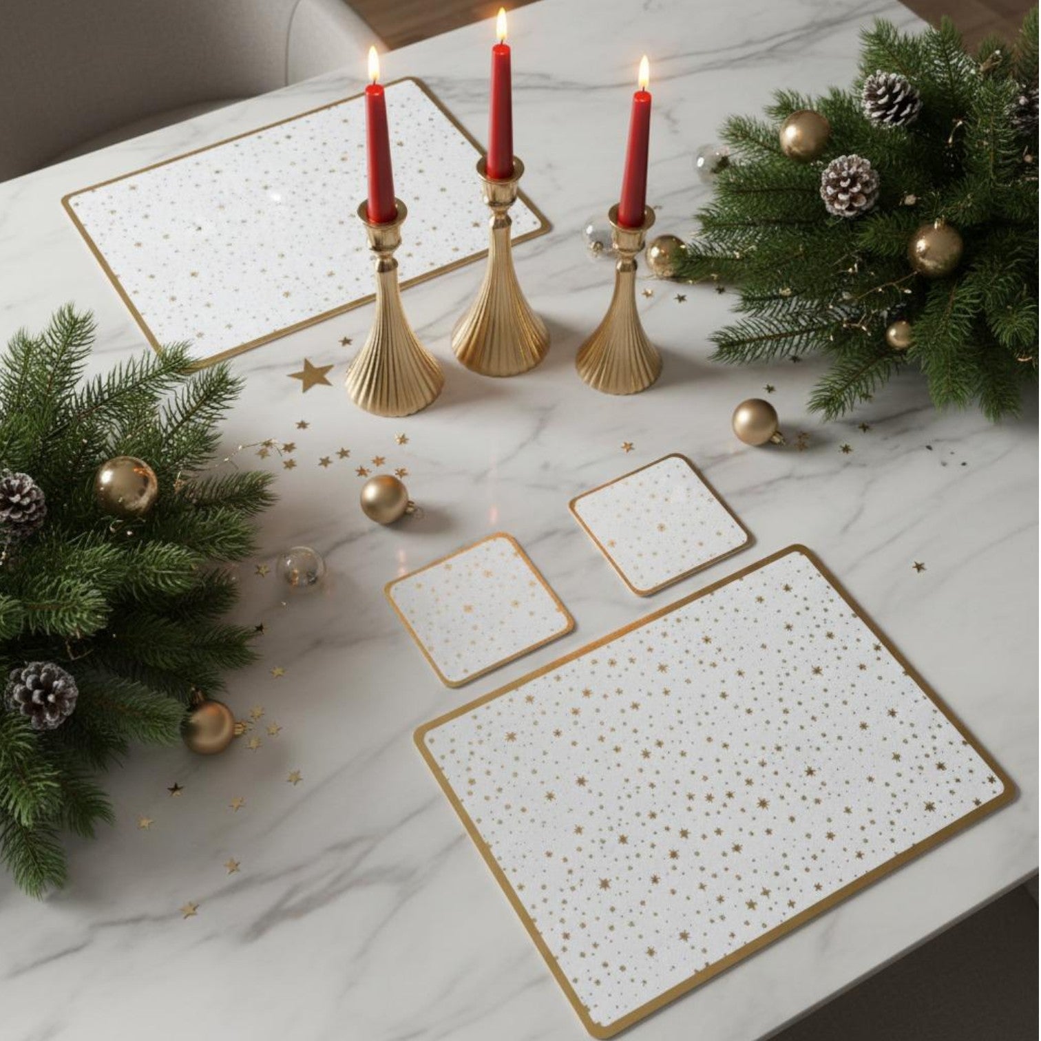 Set Of 8 Christmas Stars Coasters and Placemats