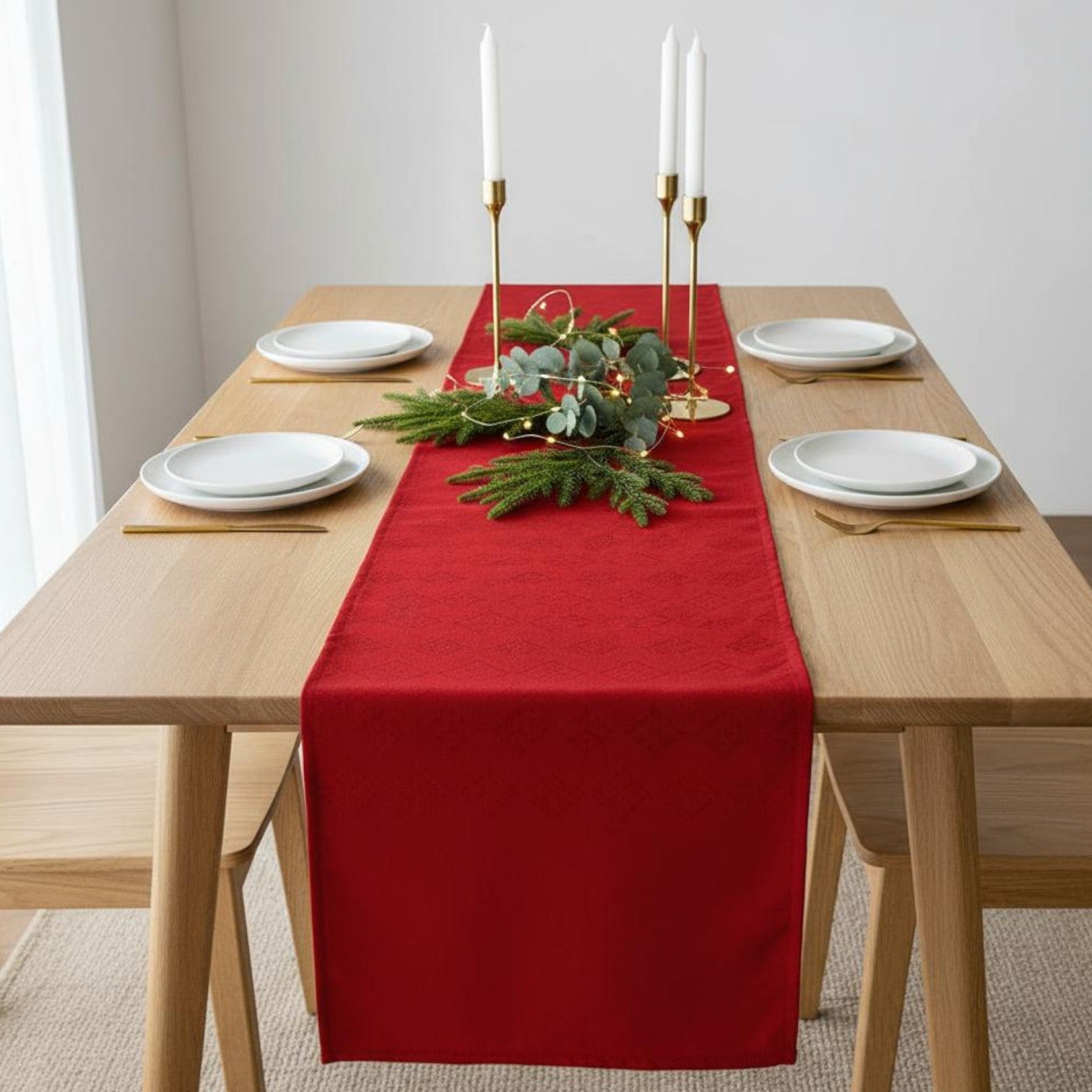 2m Grand Christmas Red Table Runner