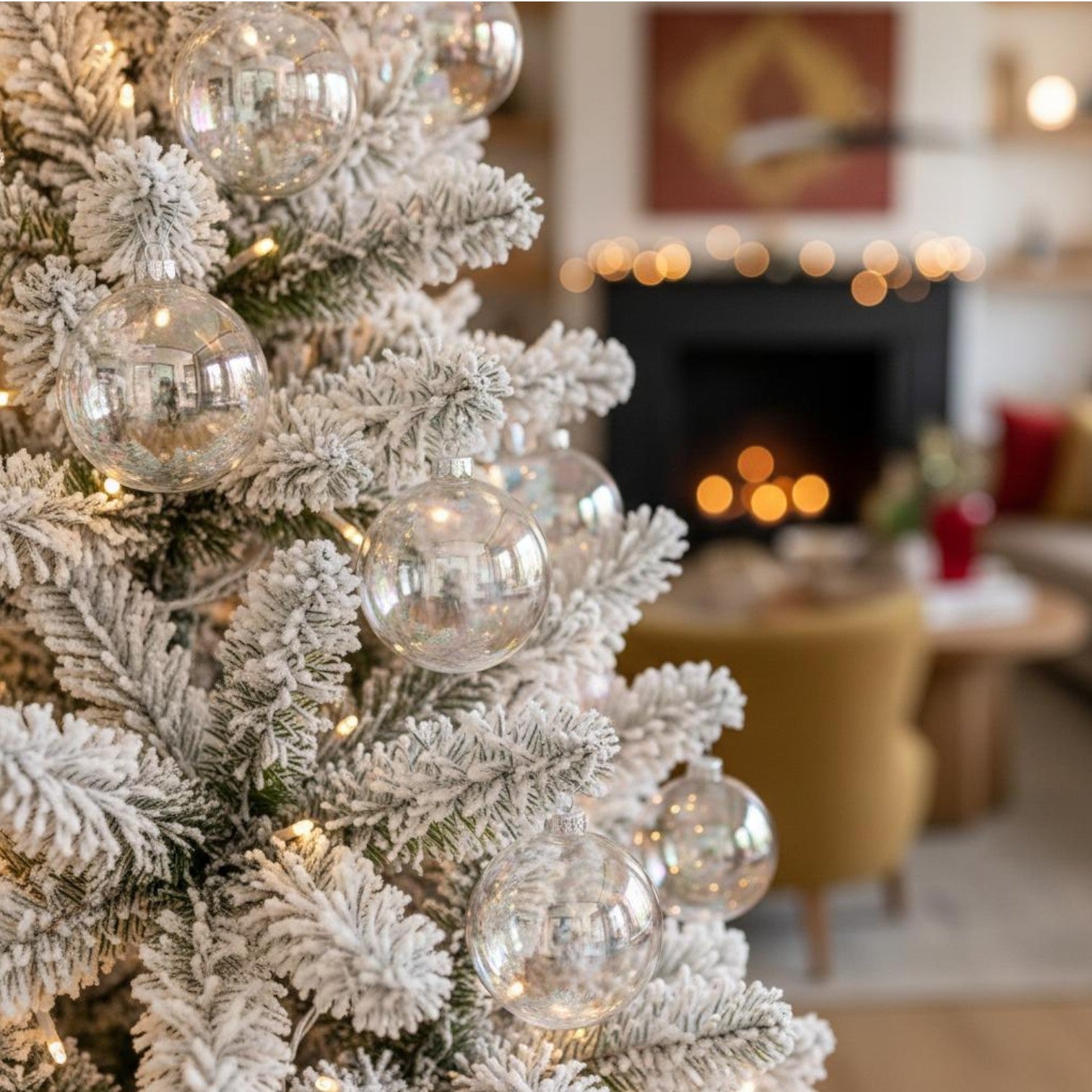 Set Of 20 Iridescent Clear Hanging Baubles