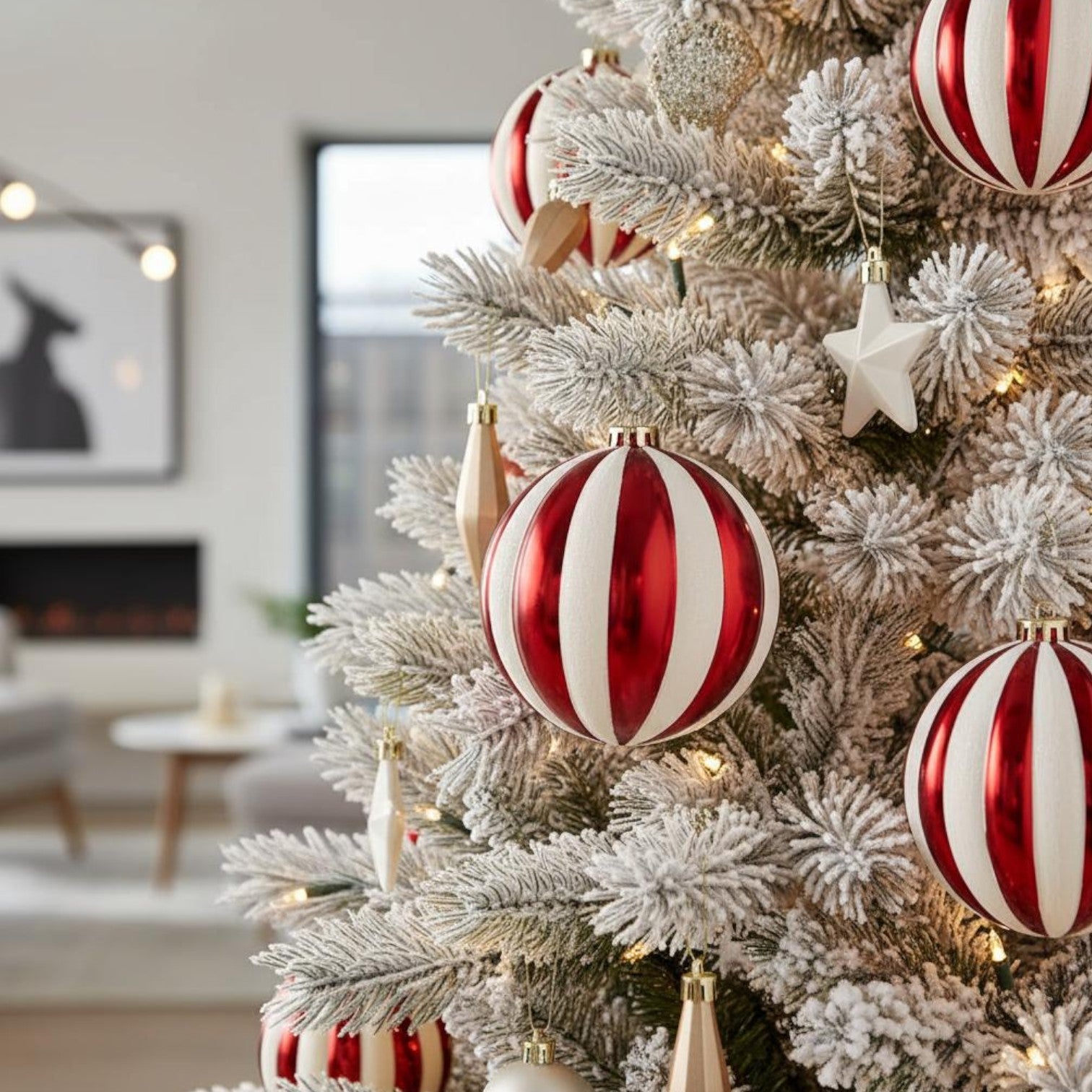 Set Of 4 Large Hanging Candy Stripe Baubles