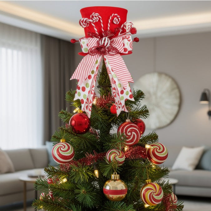 Candy Cane Hat Christmas Tree Topper