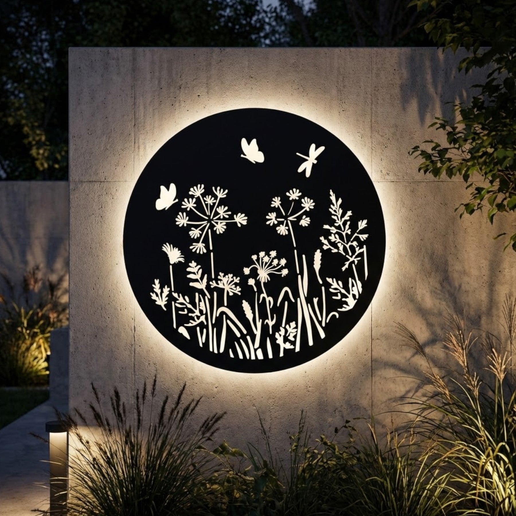Solar Light Butterfly Dandelion Wall Art Decor
