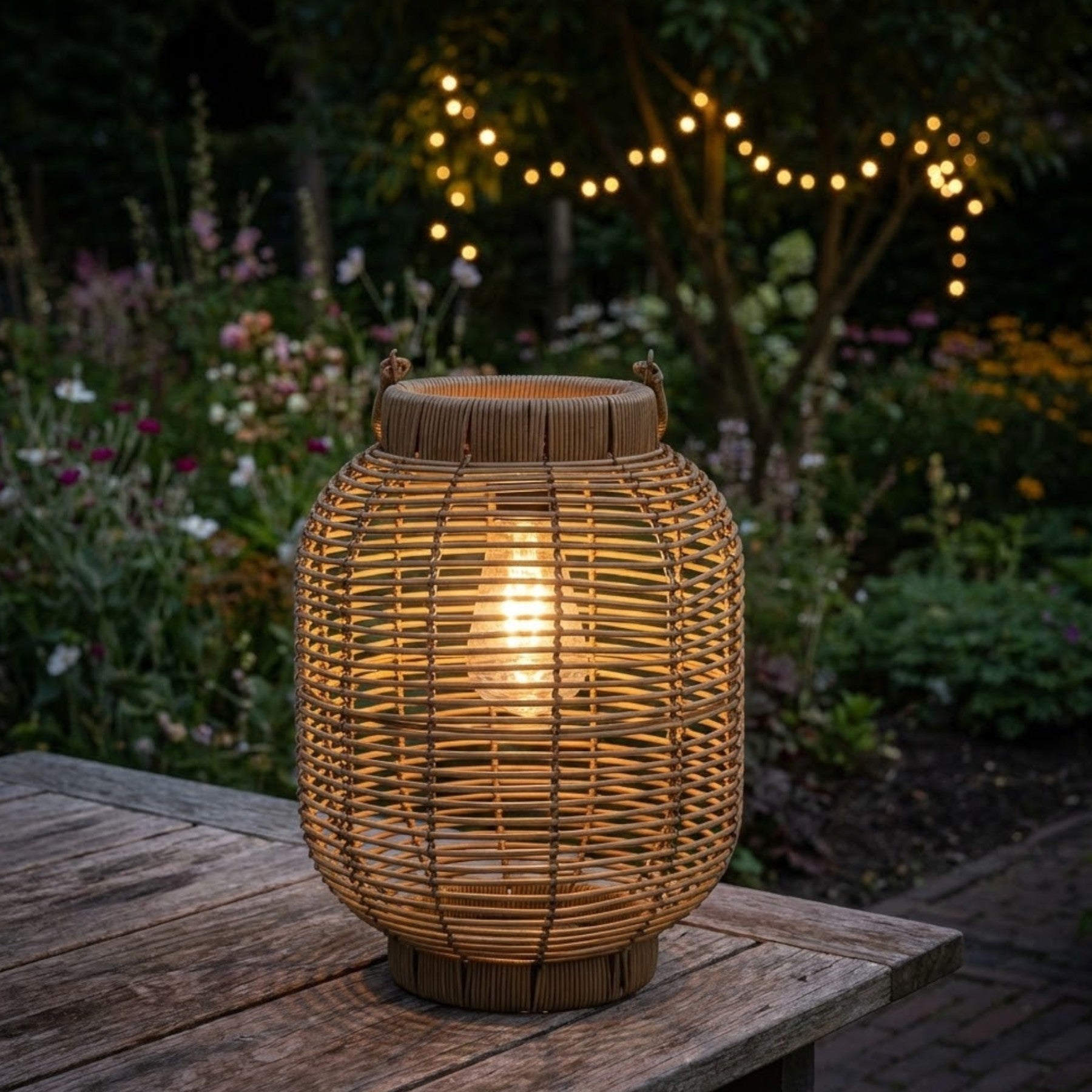 Woven Rattan LED Bulb Lantern Decoration