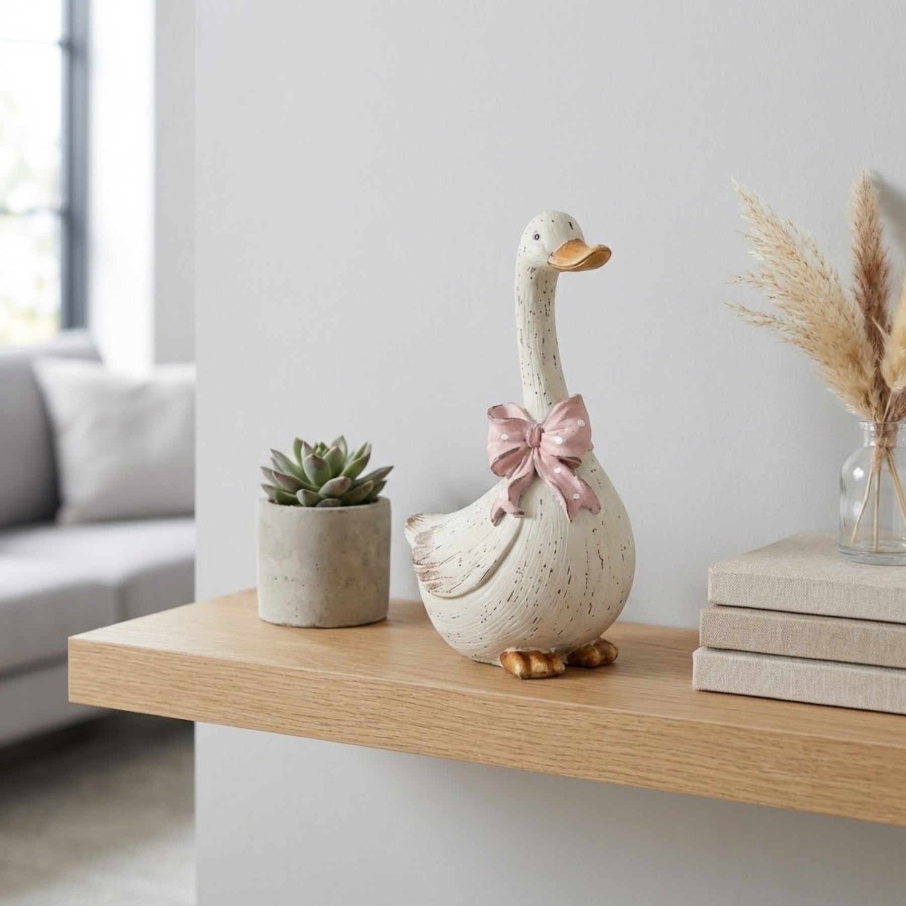 Standing Duck With Pink Bow Decoration
