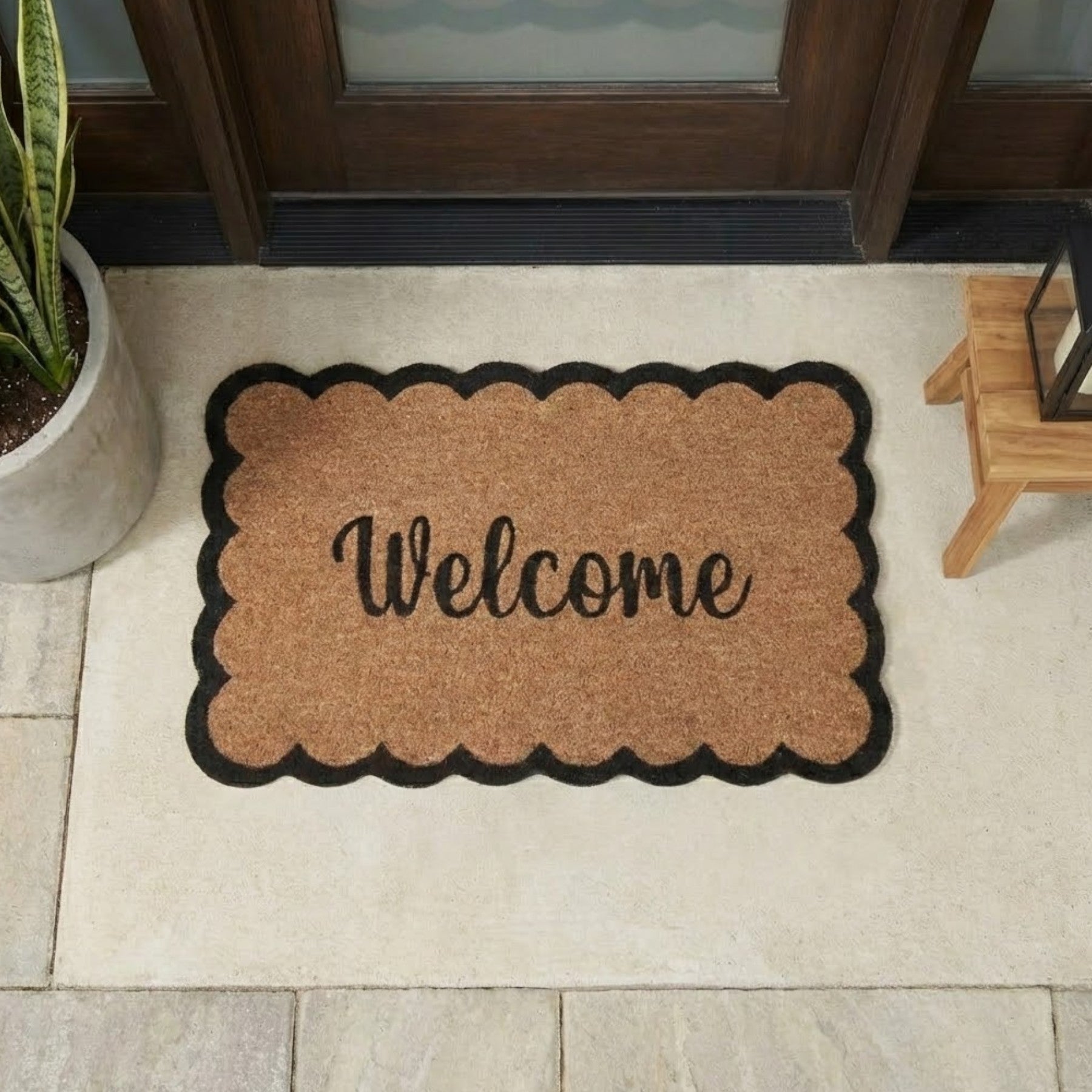 Scalloped Edge Welcome Coir Doormat