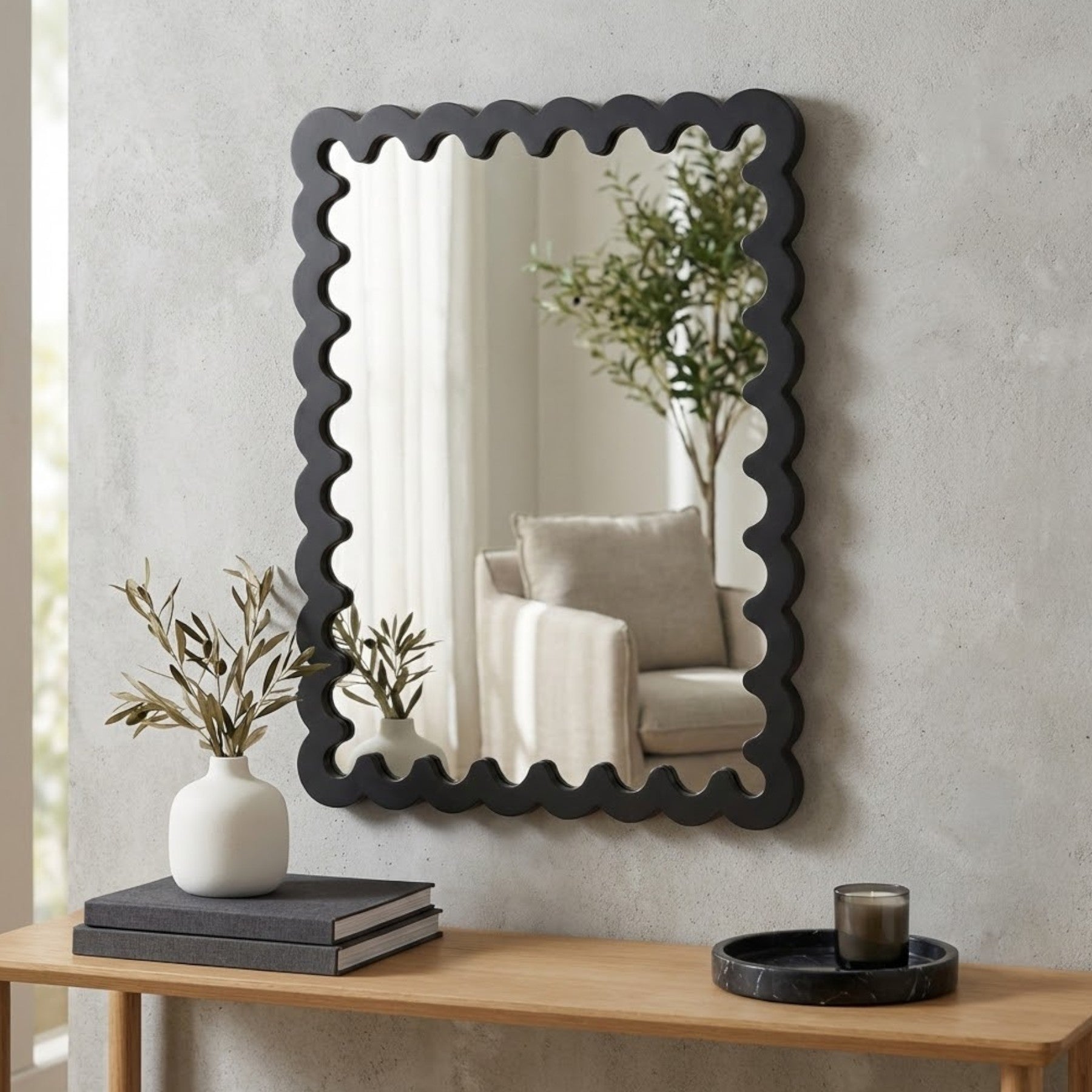 Urban Wavy Style Framed Mirror