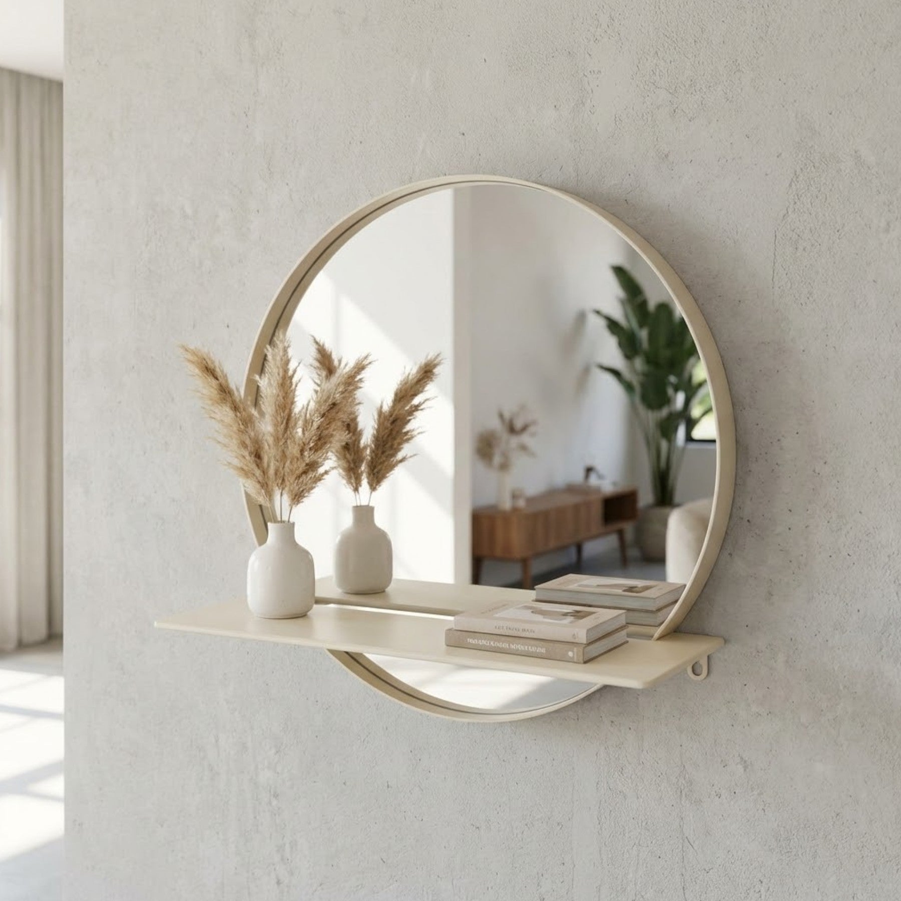Maison Round Mirror With Shelf