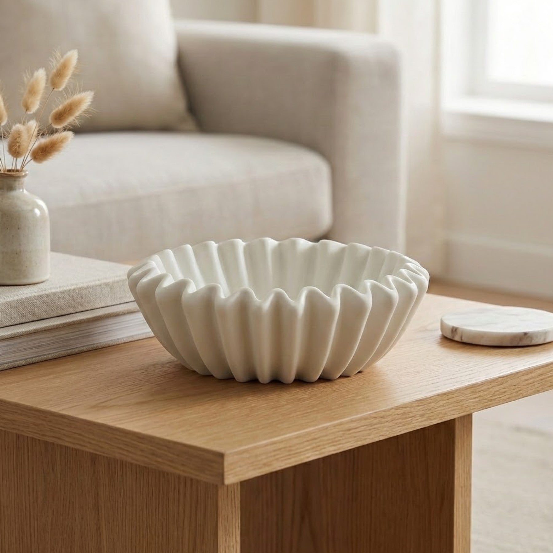 Maison Pleated Blanc Bowl Decoration