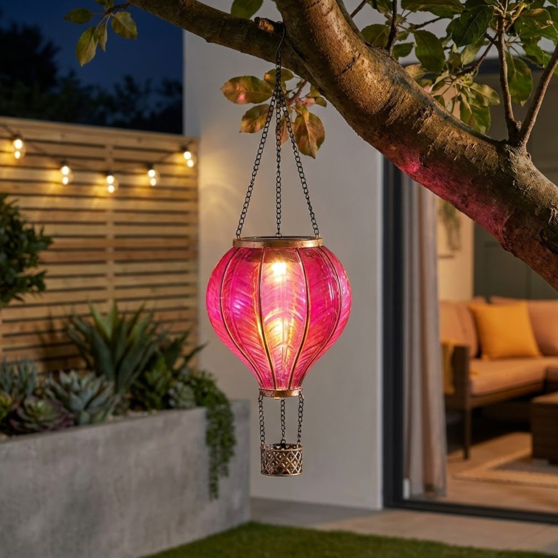 Fuchsia Hanging Solar Hot Air Balloon