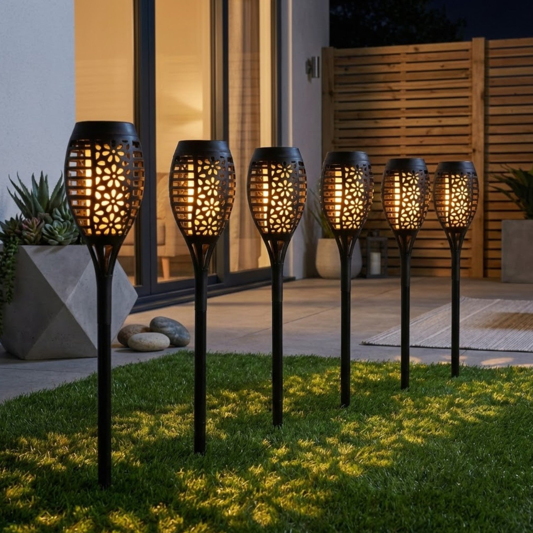 6 Pack Solar Flame Stake Lights