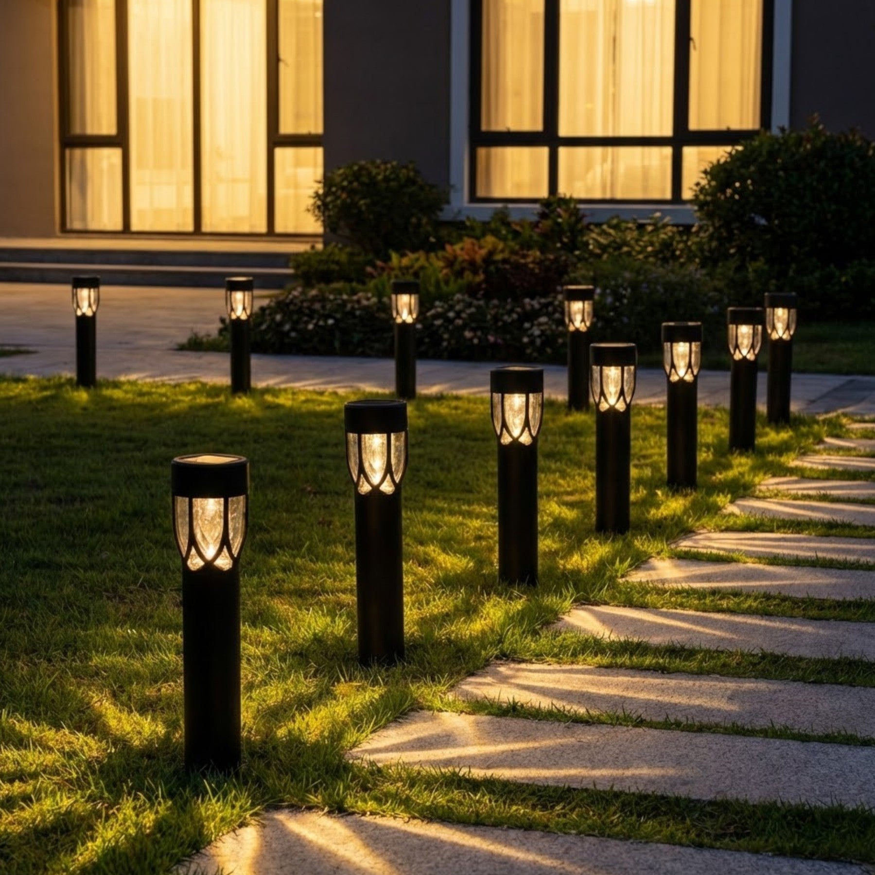 6 Pack Evie Solar Bollard Stake Lights