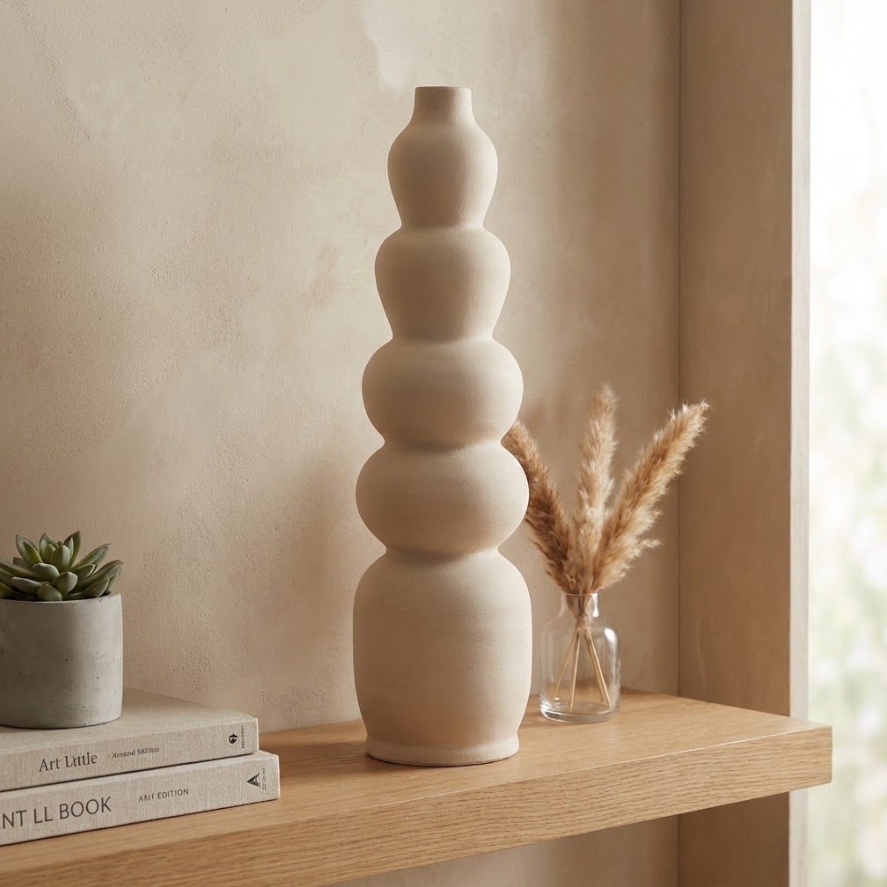 Tall Atlas Blanc Clay Vase