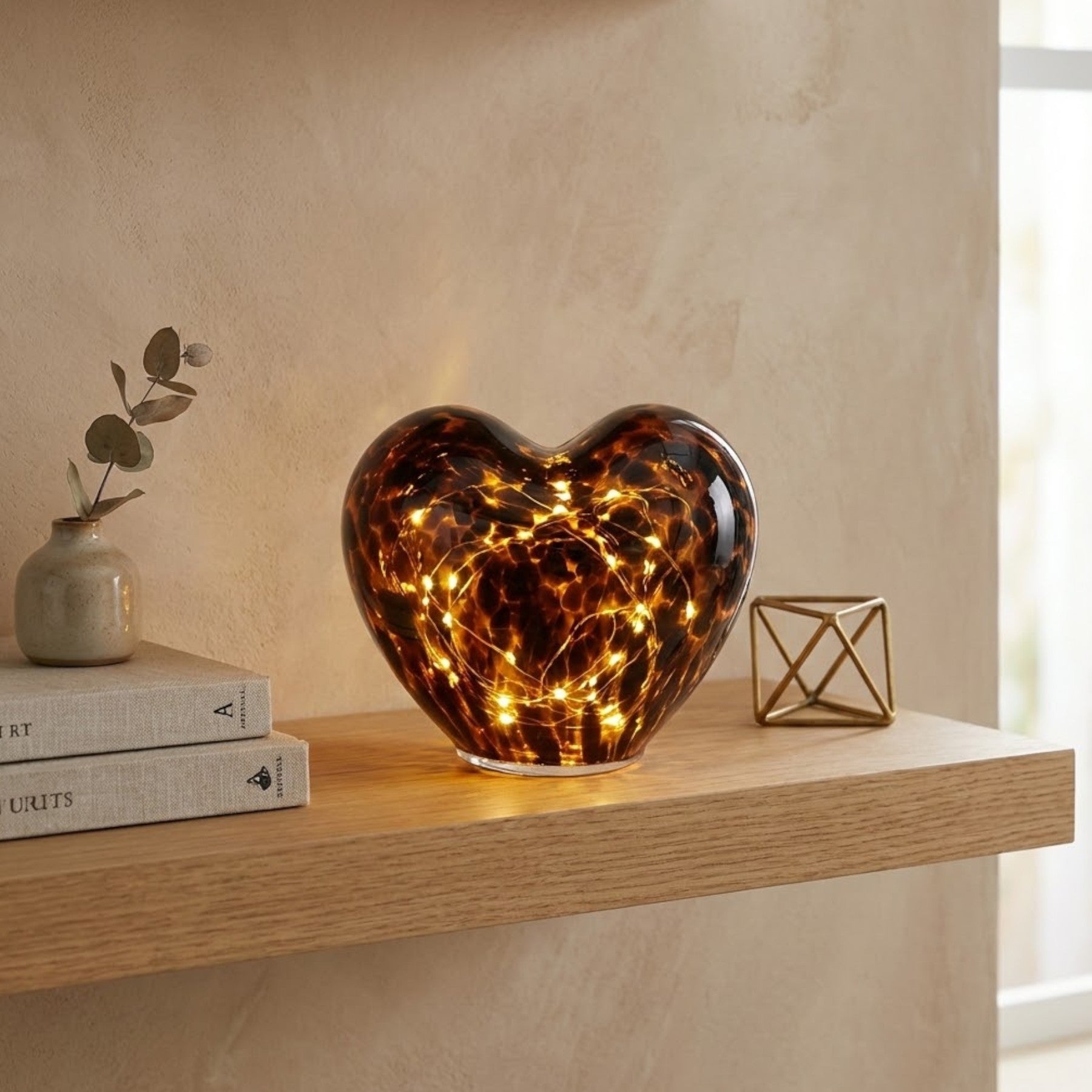 Light Up Leopard Heart Decoration