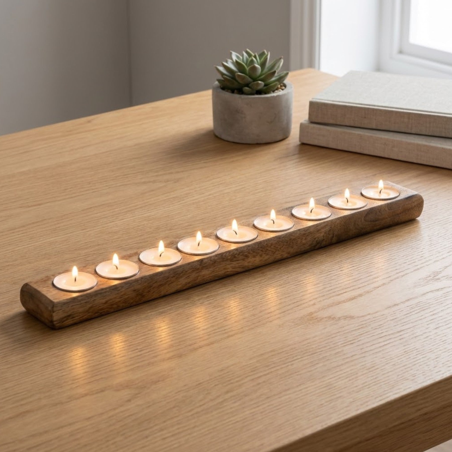 Relica Long Mango Wood Tealight Holder