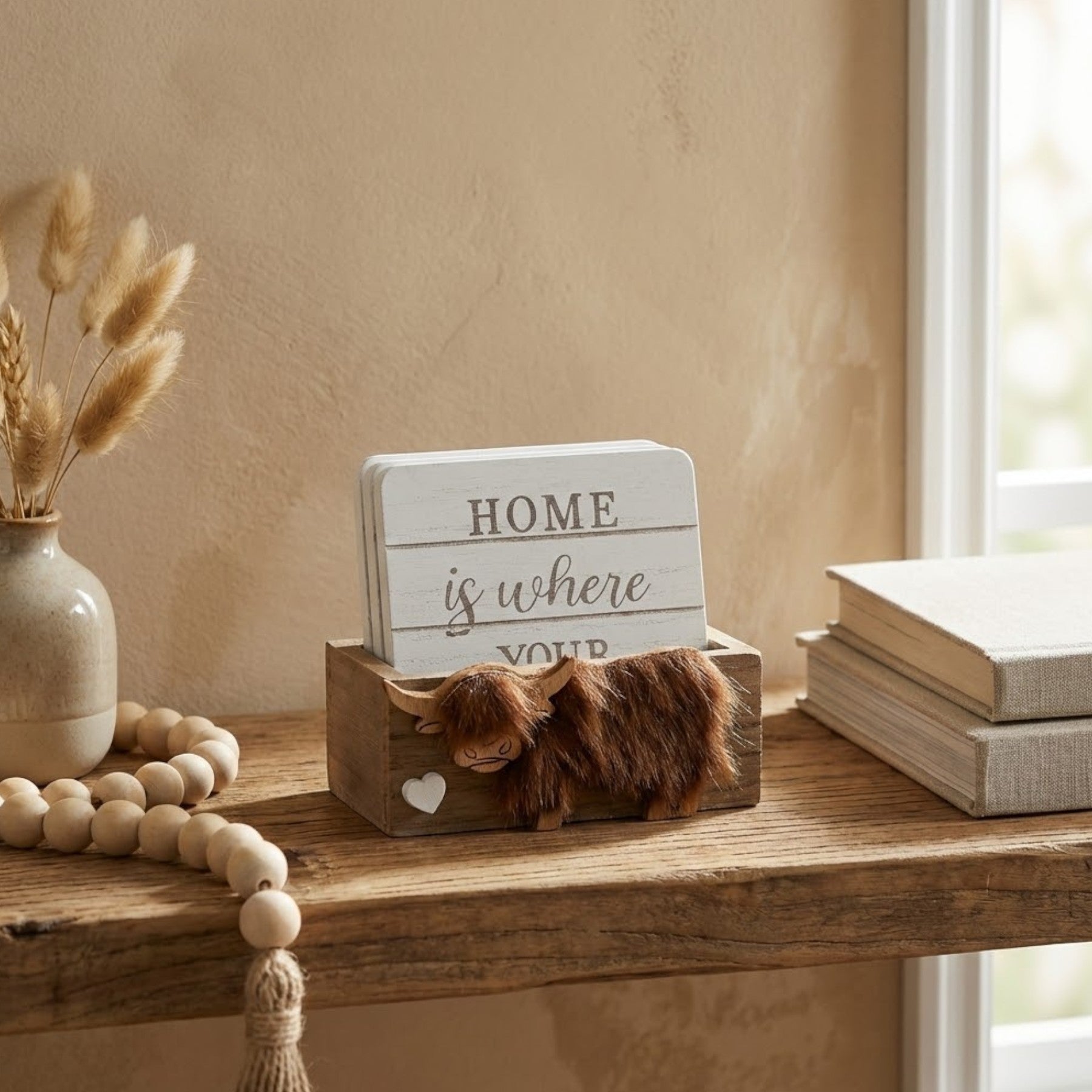 Country Highland Cow Coaster Set