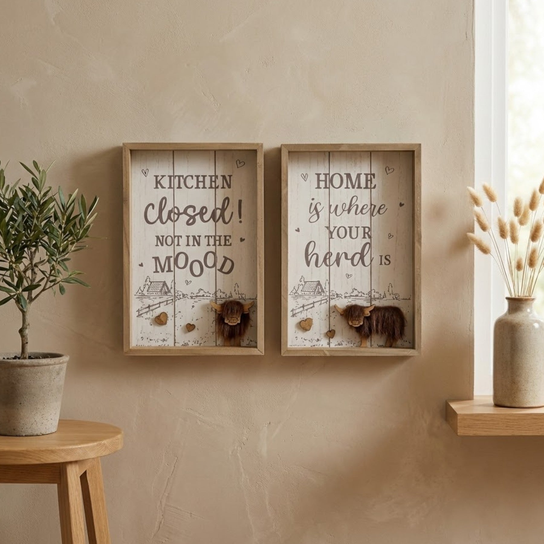 Duo Relica Highland Cow Wall Plaques