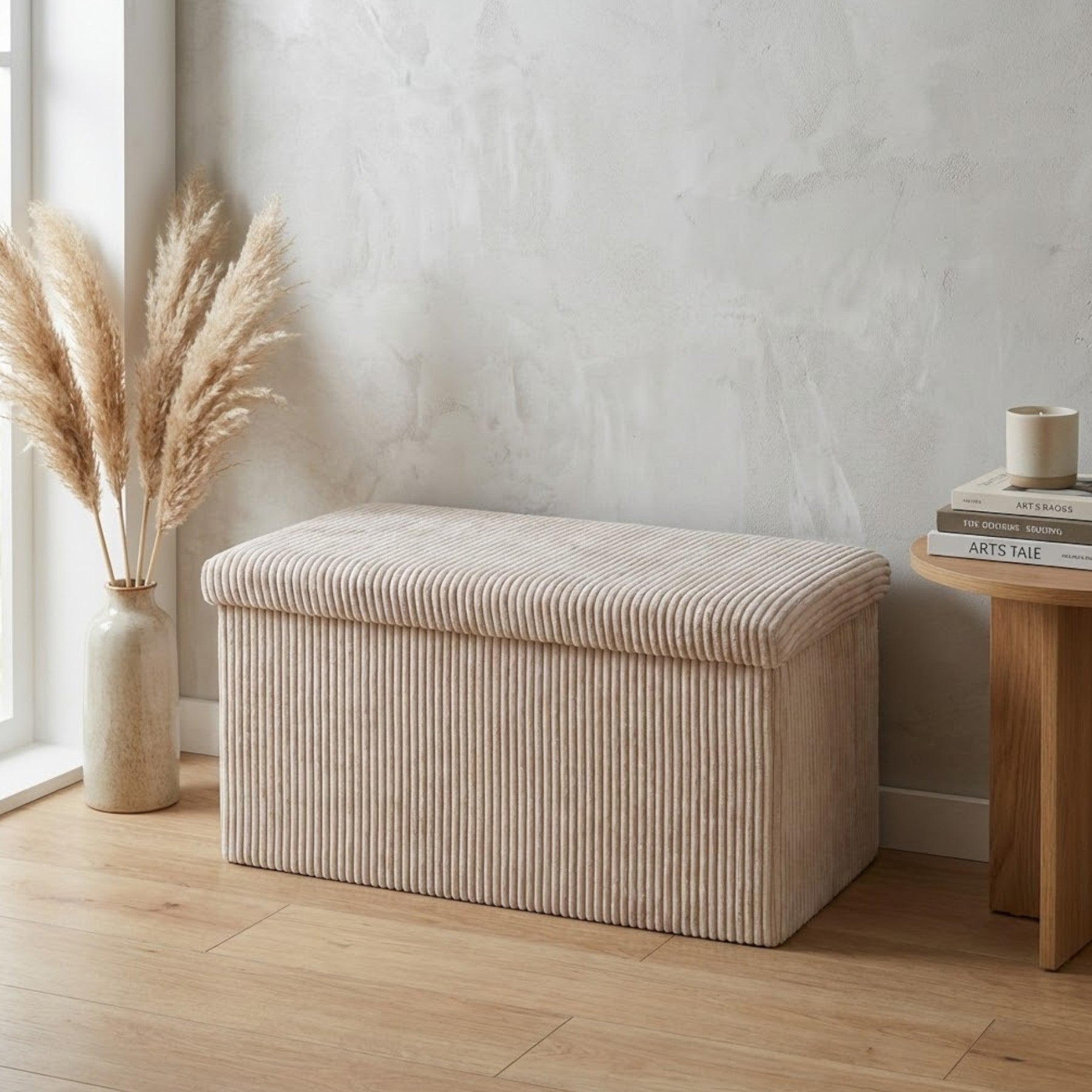 Maison Neutral Soft Touch Ottoman Storage