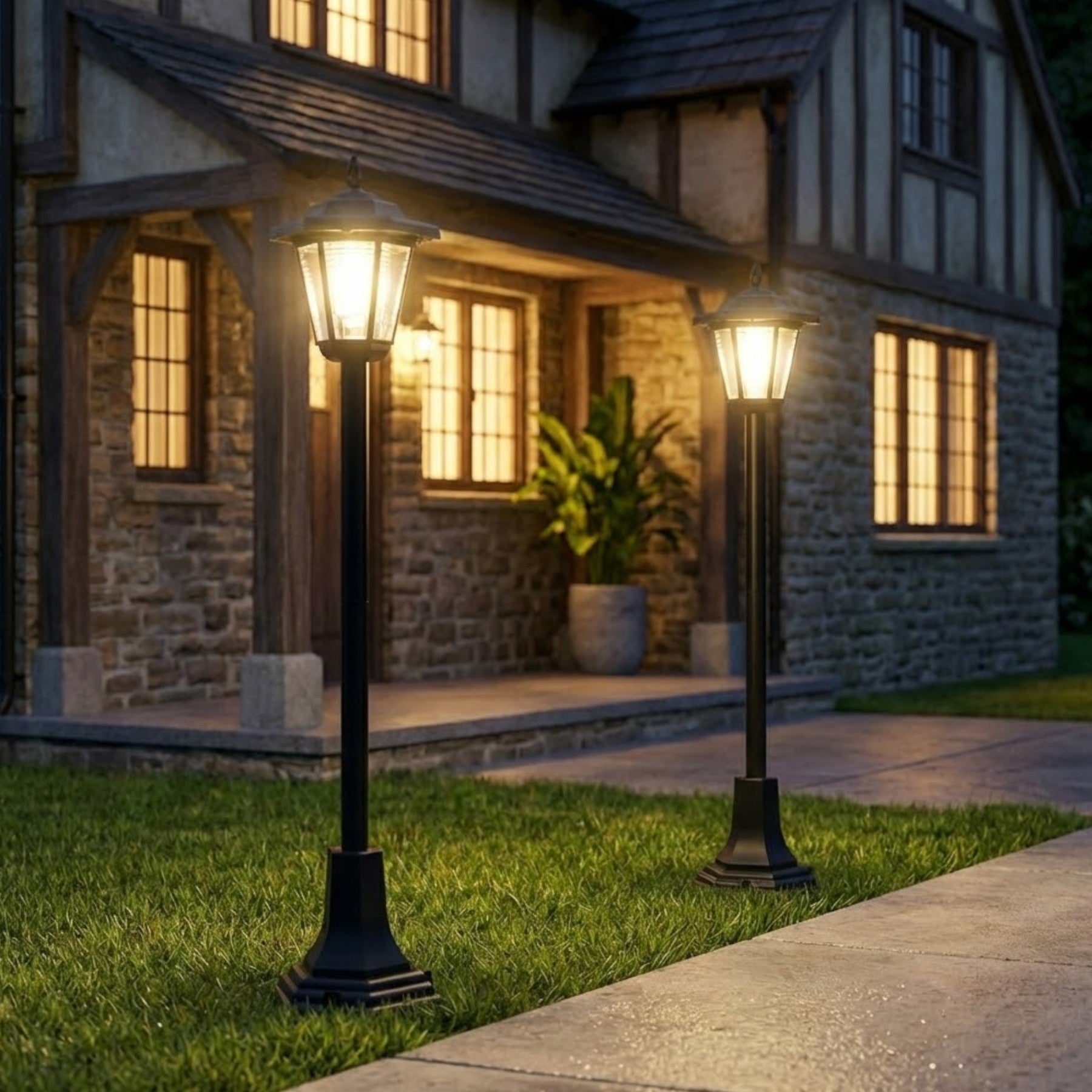 Duo Solar Powered Garden Lamp Posts