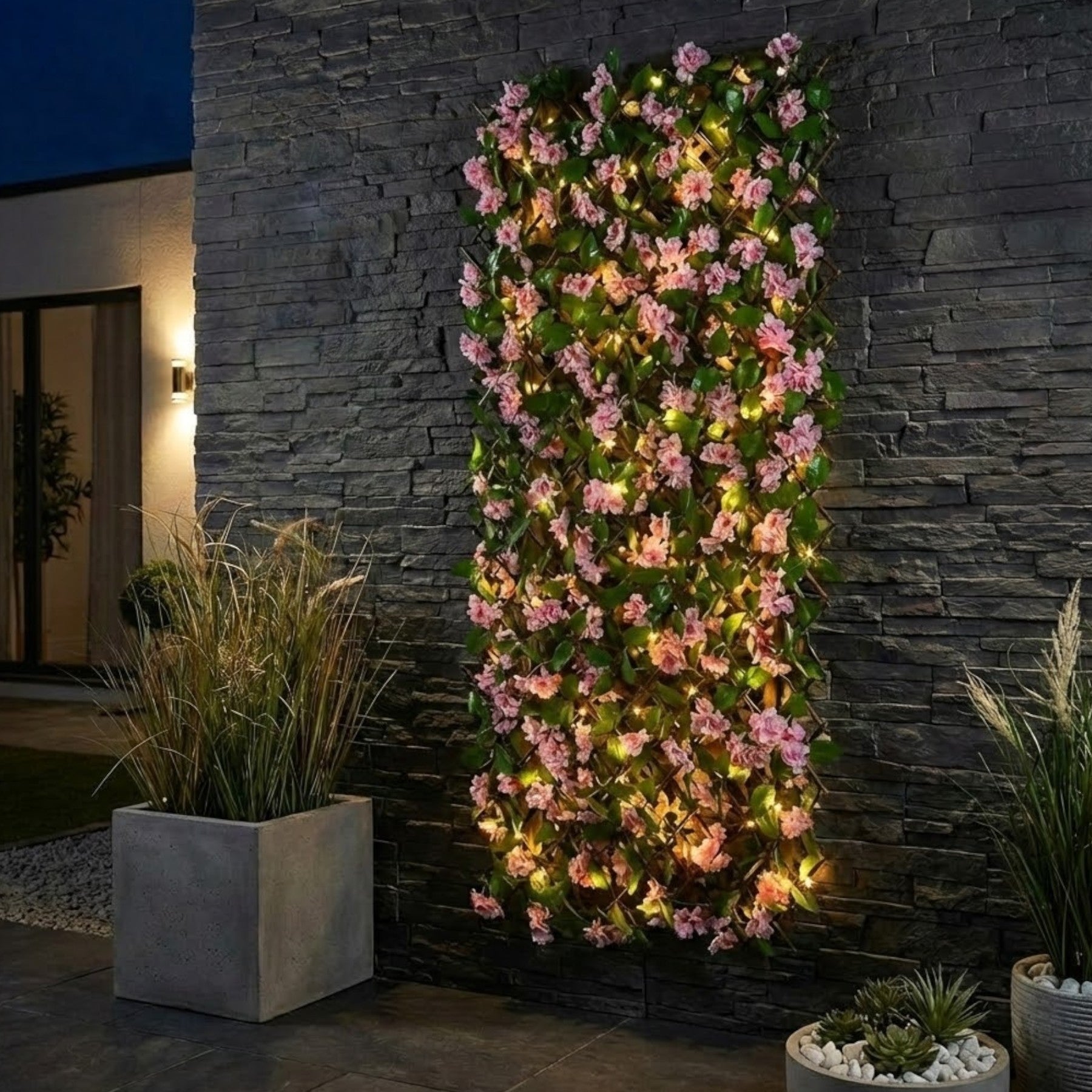 Lunaria Blush Blossom Trellis Solar Light