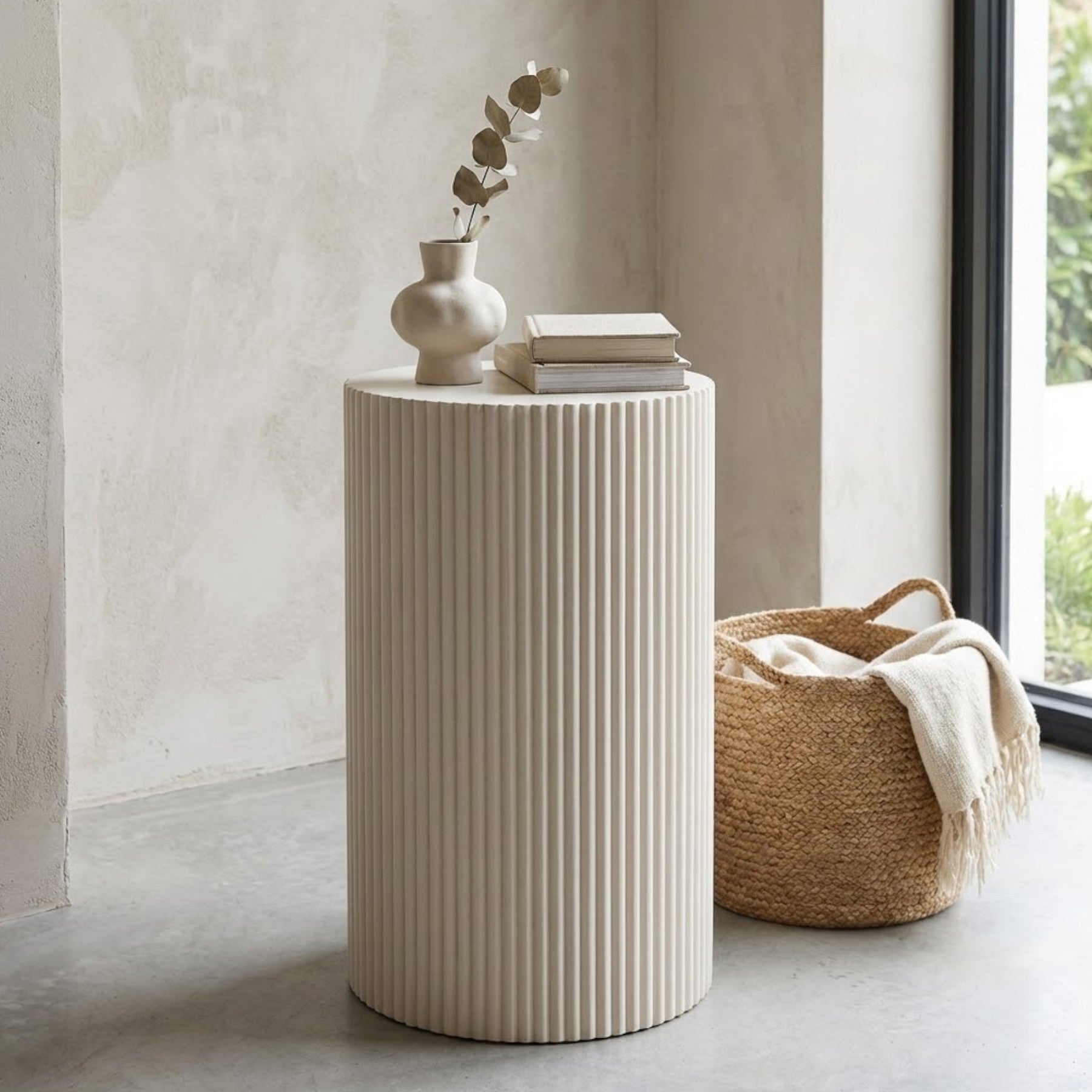 Maison Sand Pillar Cylinder Side Table