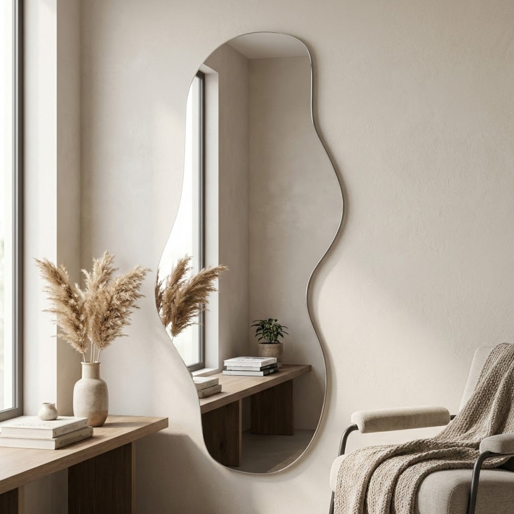 Osmose Chrome Wavy Wall Mirror