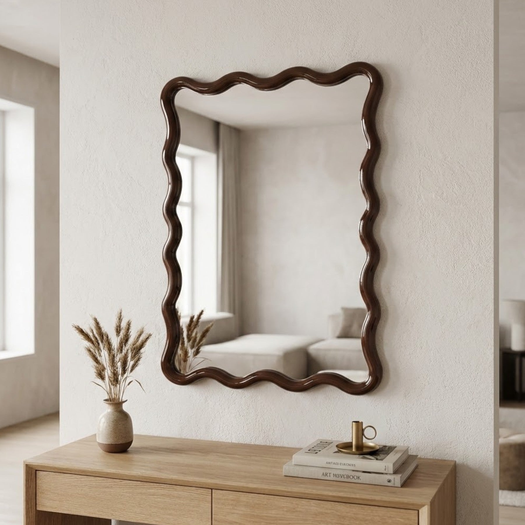 Relica Chestnut Wavy Wall Mirror