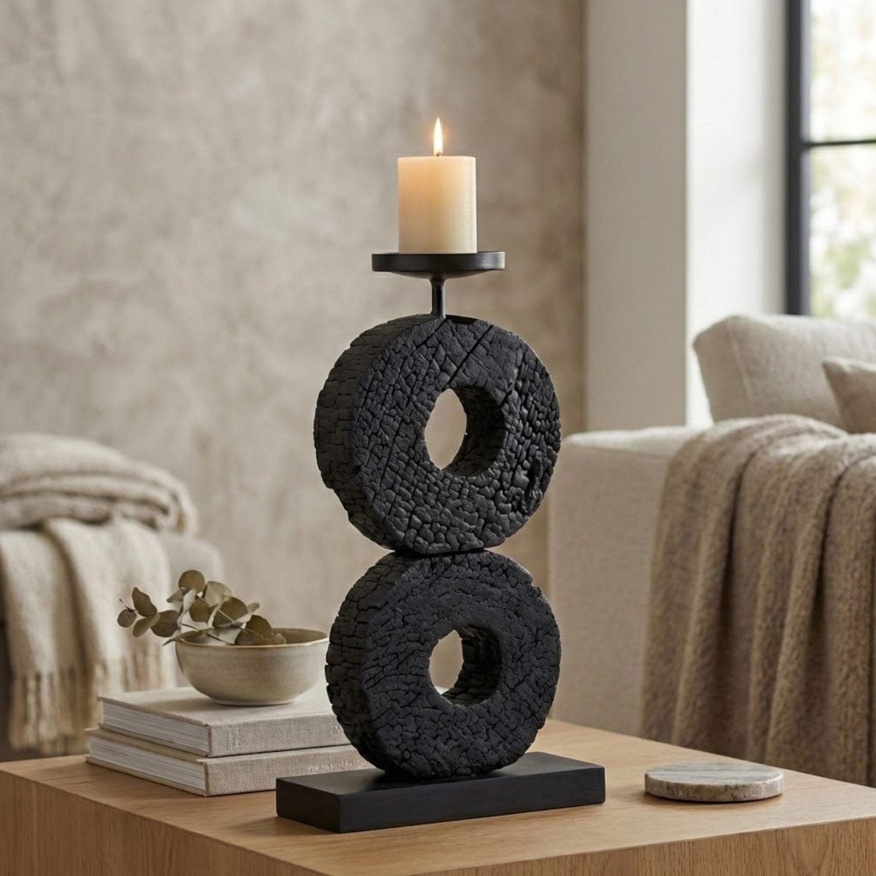 Fidel Tiered Charred Candle Holder