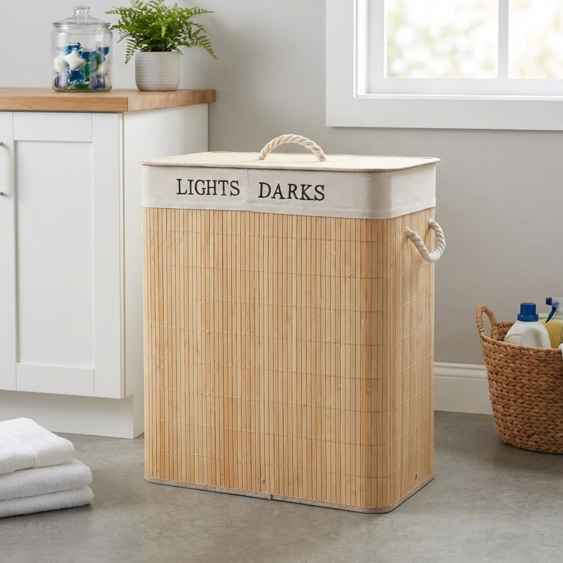 Lights And Darks Bamboo Laundry Basket