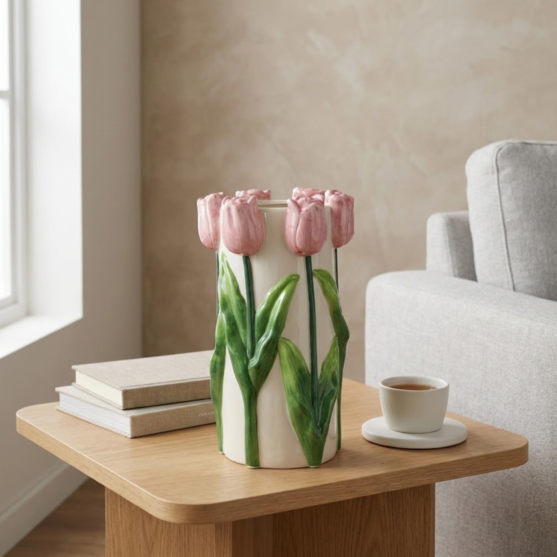 3D Pink Tulip Statement Vase