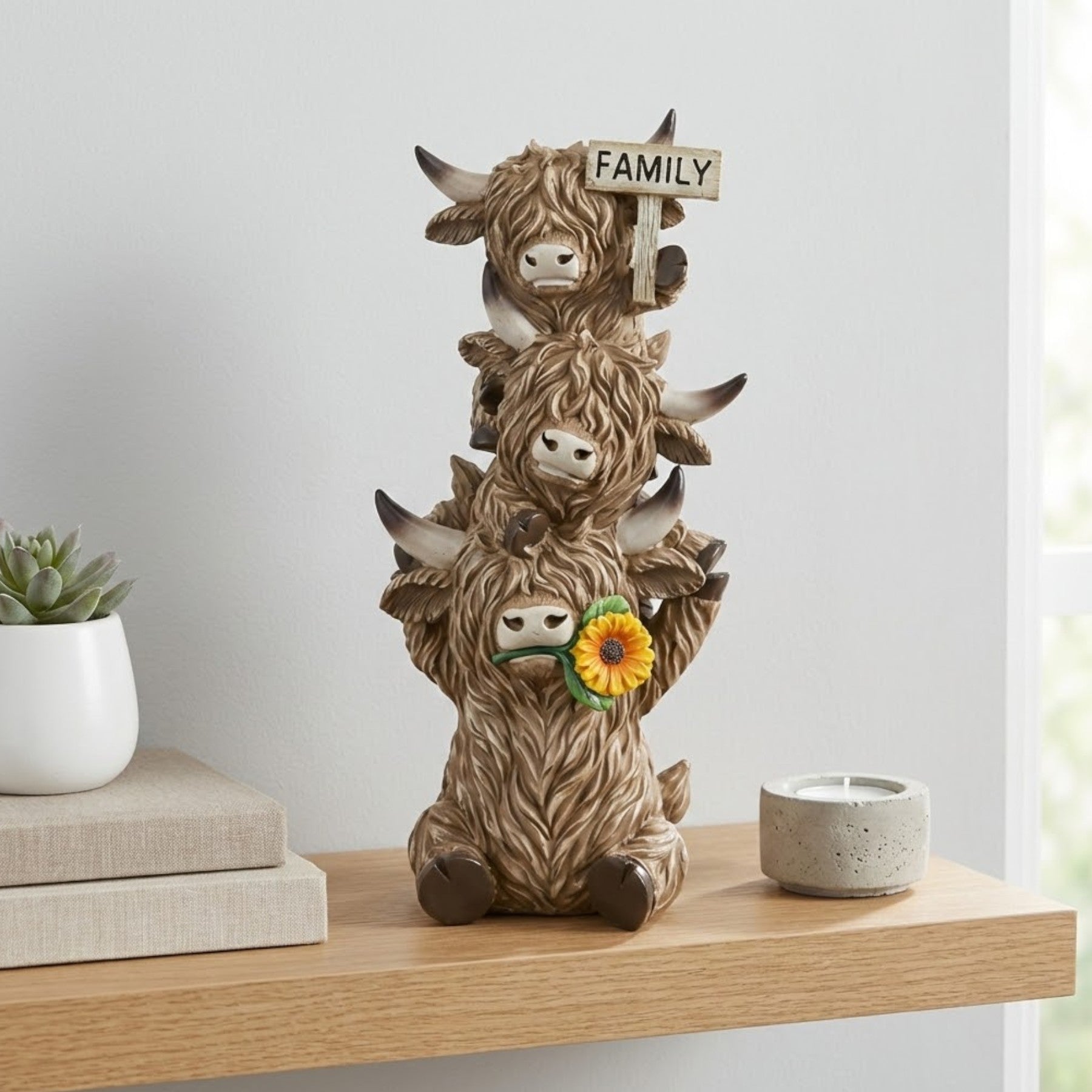 Trio Stacked Highland Cow Family Ornament