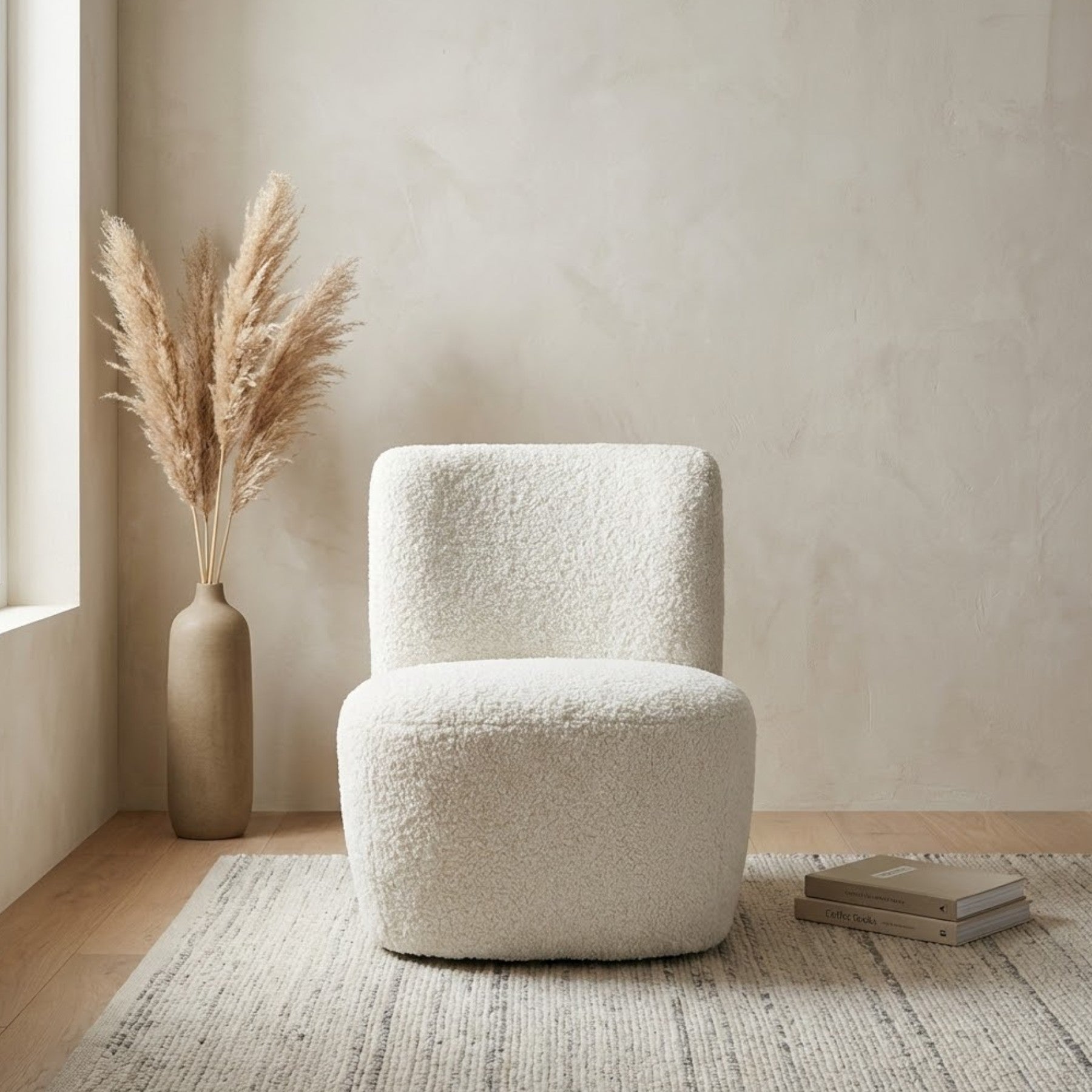 Evie Teddy Fleece Natural Armchair