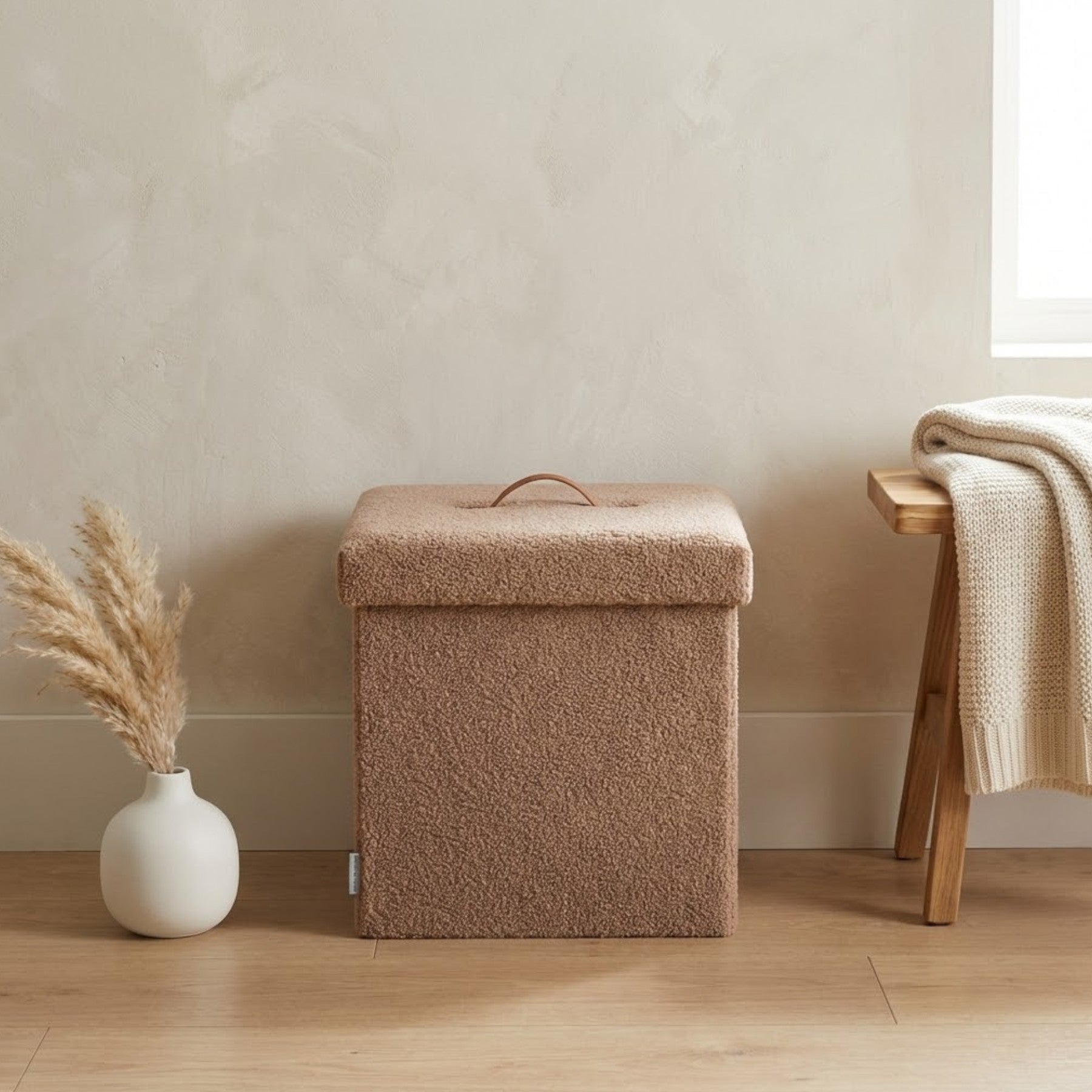 Taupe Folding Teddy Storage Stool