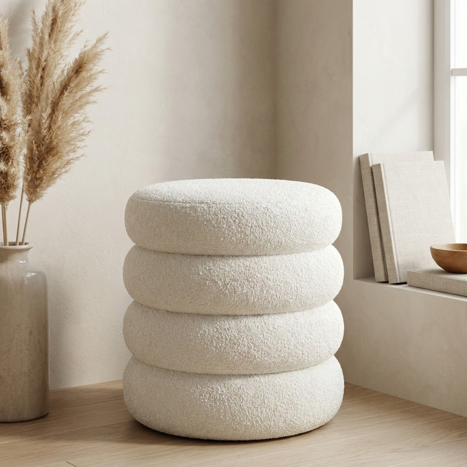 Maison Blanc Boucle Pouffe Stool
