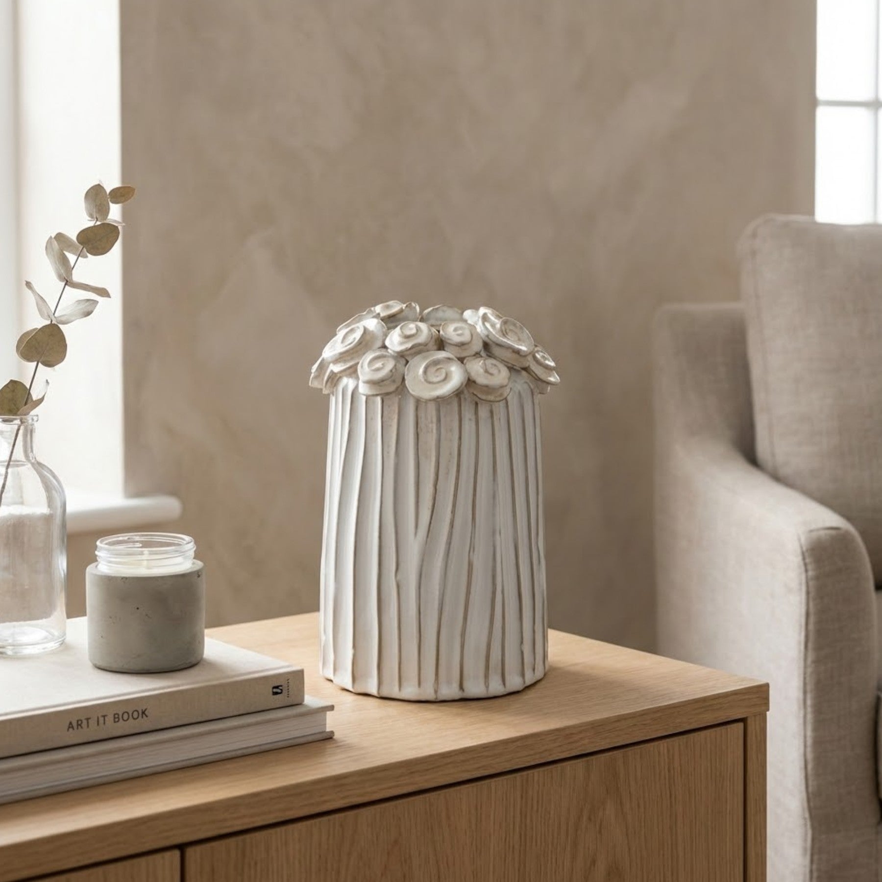 Relica White Washed Flower Vase