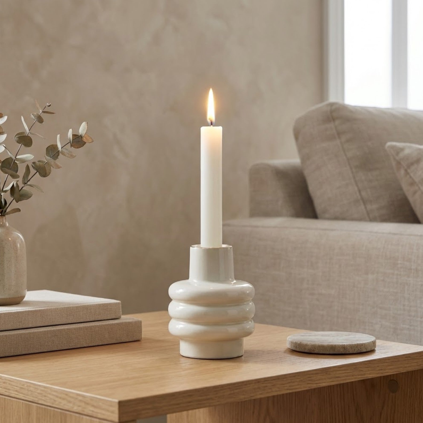 Blanc Rounded Taper Candle Holder