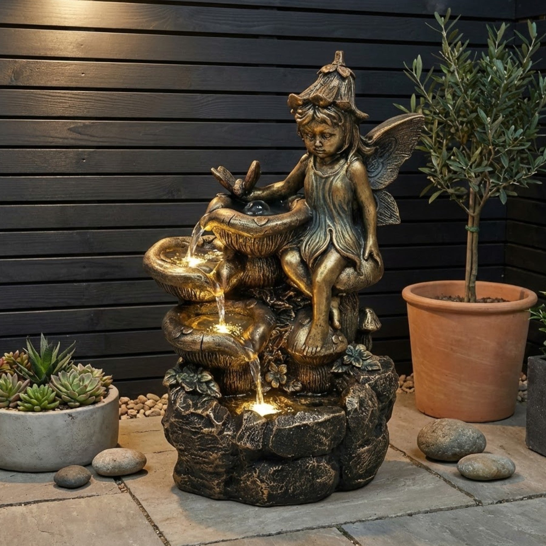 Lunaria Bronze Fairy Water Feature